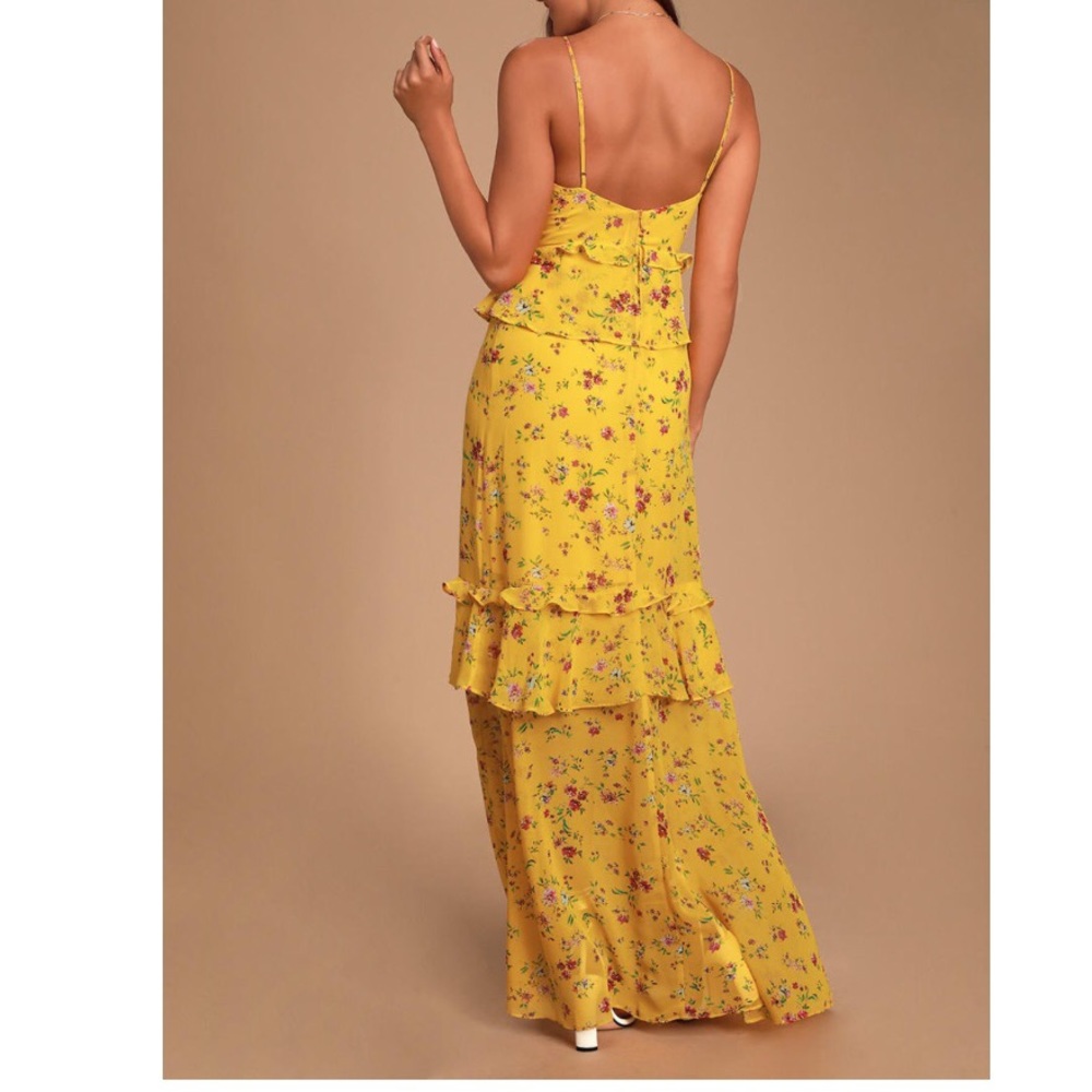 LULUS Sunshine Bouquet Yellow Floral Maxi … - Picture 3 of 12